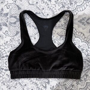 ALO Yoga Black Velour Sports Bra